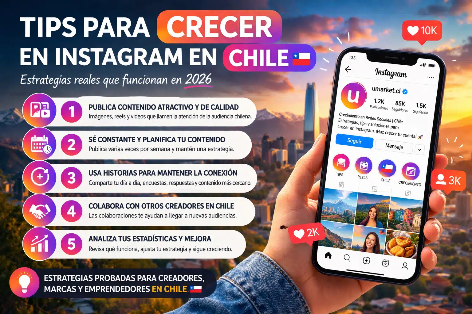 tips para crecer en instagram chile